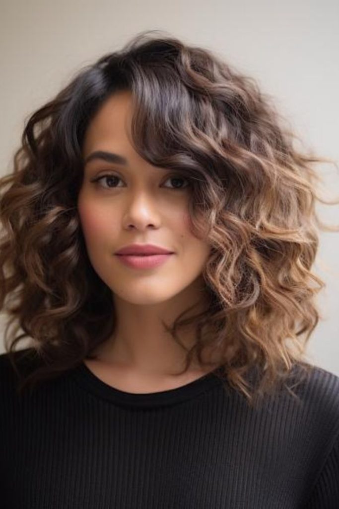 Classic Curly Bob with Bangs
