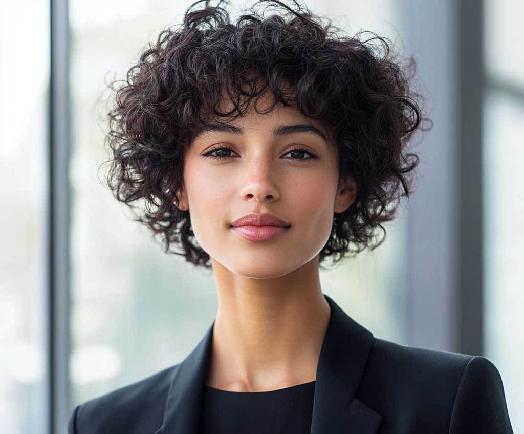 Polished Curly Side Bob